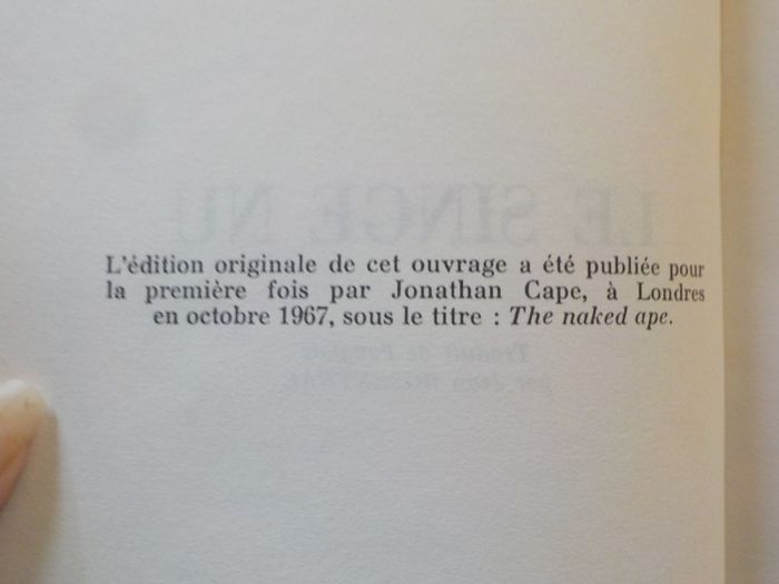 LE SINGE NU par Desmond MORRIS Ed. Grasset - photo numéro 7