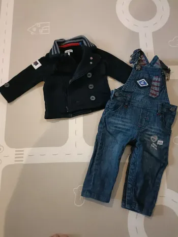 Ensemble salopette + veste marin ikks