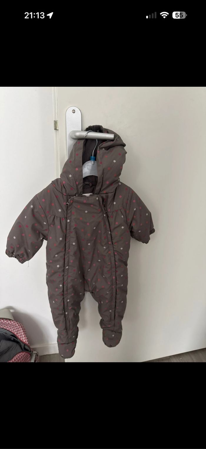 Combi pilote chaude polaire bebe fille 3 mois