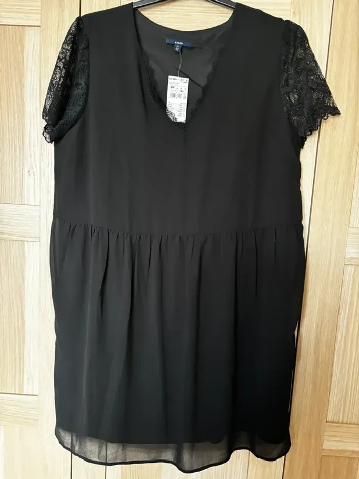 Robe voile noir dentelle KIABI t.44 - photo numéro 1