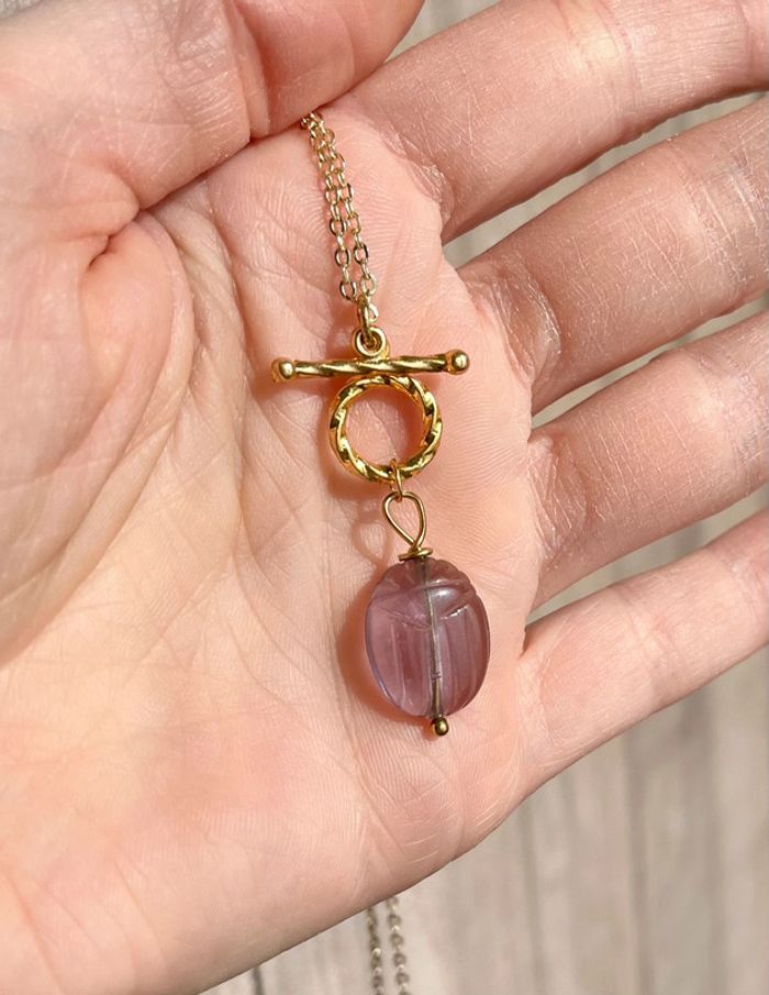 Collier talisman scarabée Améthyste - photo numéro 2