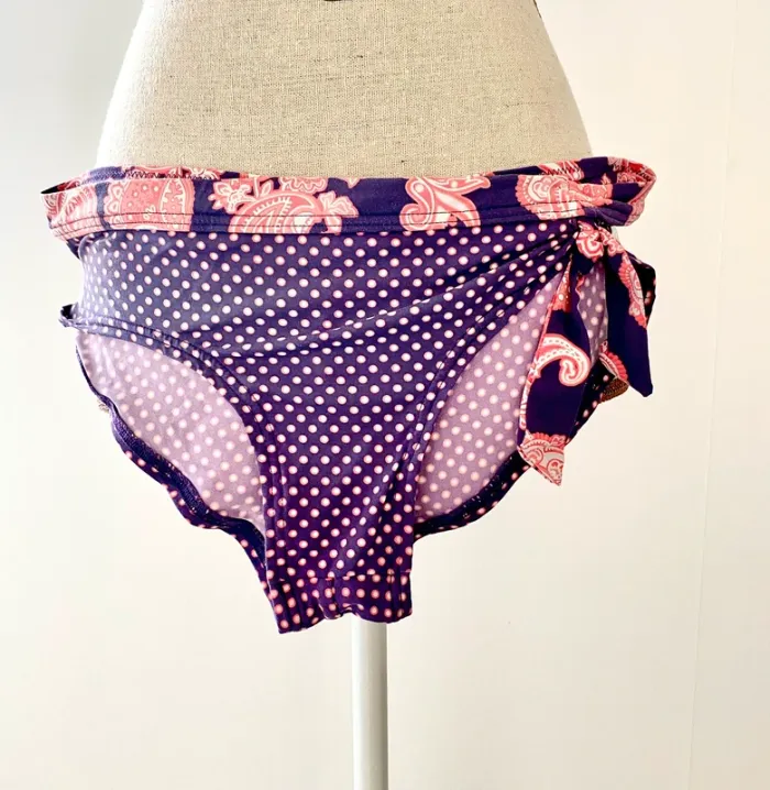 Maillot de bain deux pièces violet et rose - déco bandanas - 34 XS - photo numéro 3