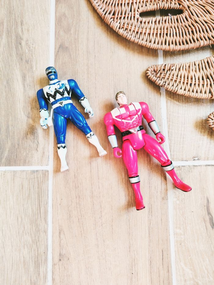 🙅 Power rangers lot de figurines Time force rouge et Lost galaxy bleu marque bandai