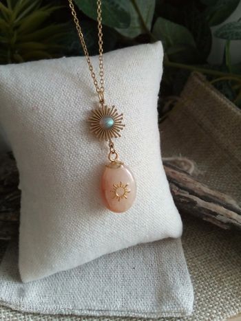 Collier soleil et pierres naturelles