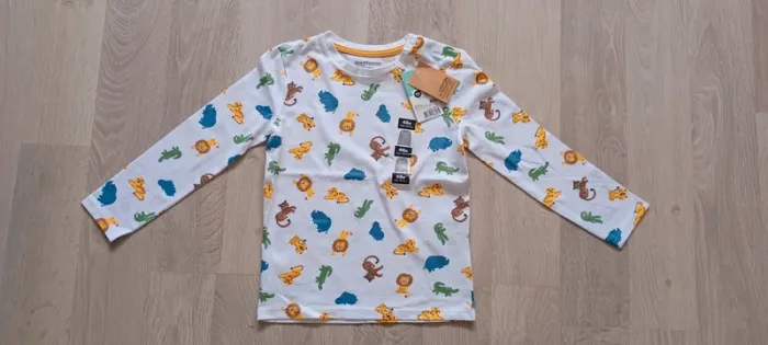 Tee-shirt manches longues garçon animaux taille 4 ans neuf avec étiquette - photo numéro 2