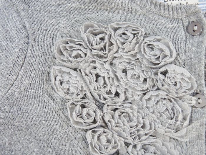 Gilet cardigan tricot gris fleurs Zara 12 – 18 mois 86 cm fille - photo numéro 3