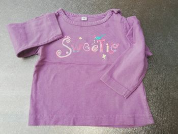 Tee-shirt manches longues mauve 12 mois fille