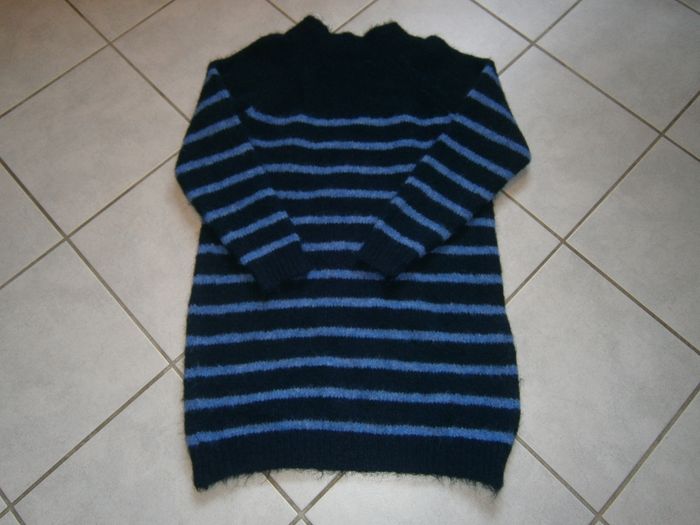 Robe en laine ML rayée marine/bleu Taille 38 NEUVE - photo numéro 7