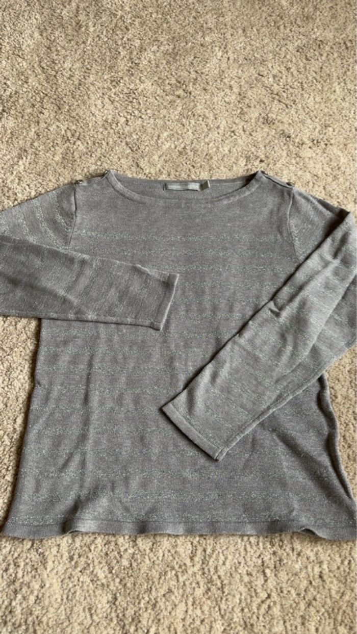 T-shirt à manches longues rayures pailletée boutons sur les épaules taille 10ans 3 suisses collection