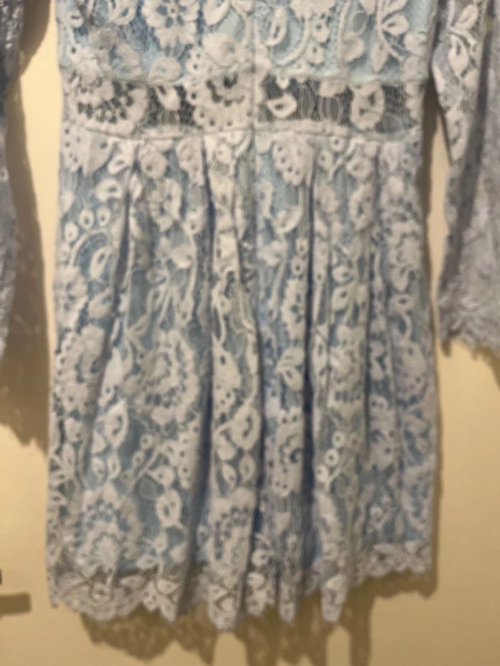 Magnifique robe bleue dentelle S manches longues doublée - photo numéro 10