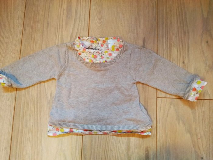 Pull effet chemisier fille 6 mois