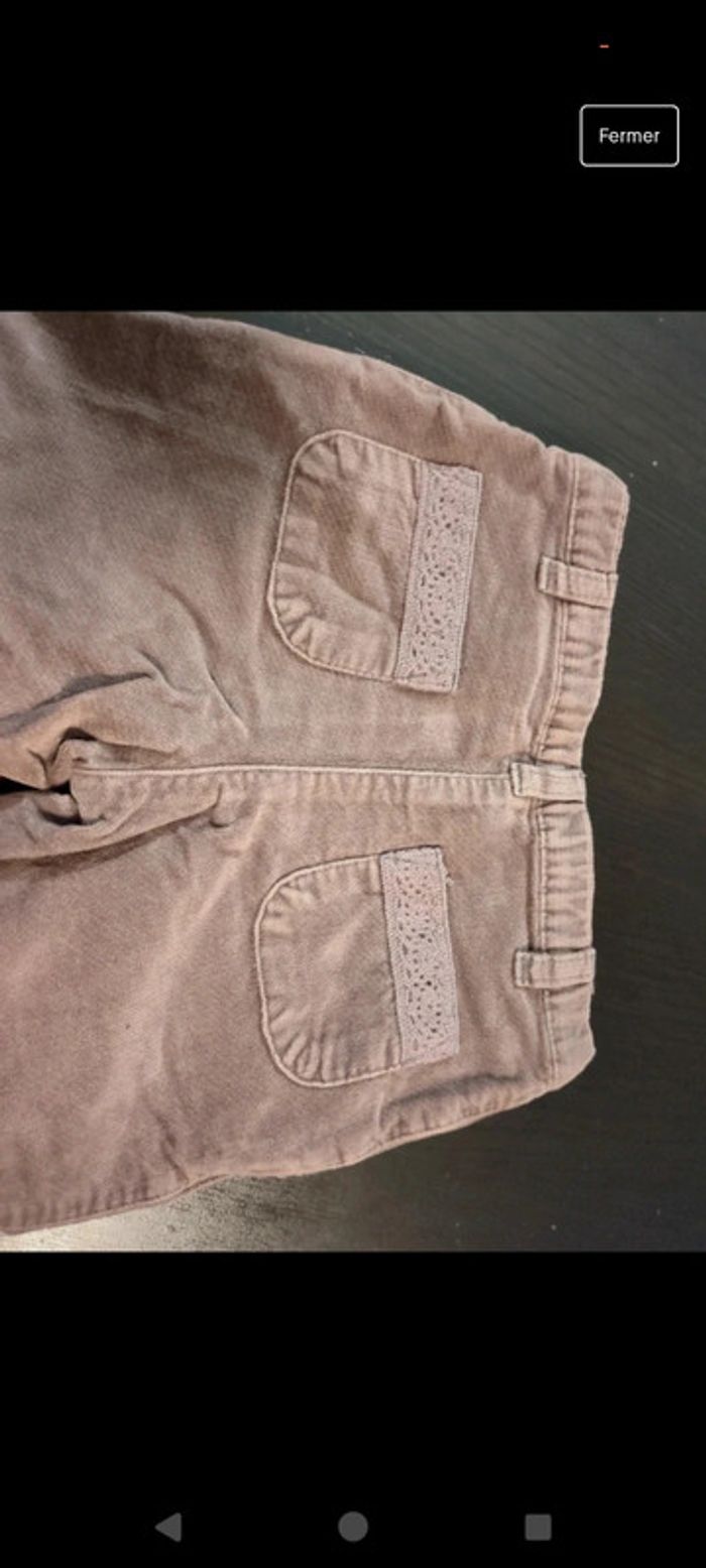 Pantalon broderie anglaise petit bateau violet vieux rose 2 ans - photo numéro 3
