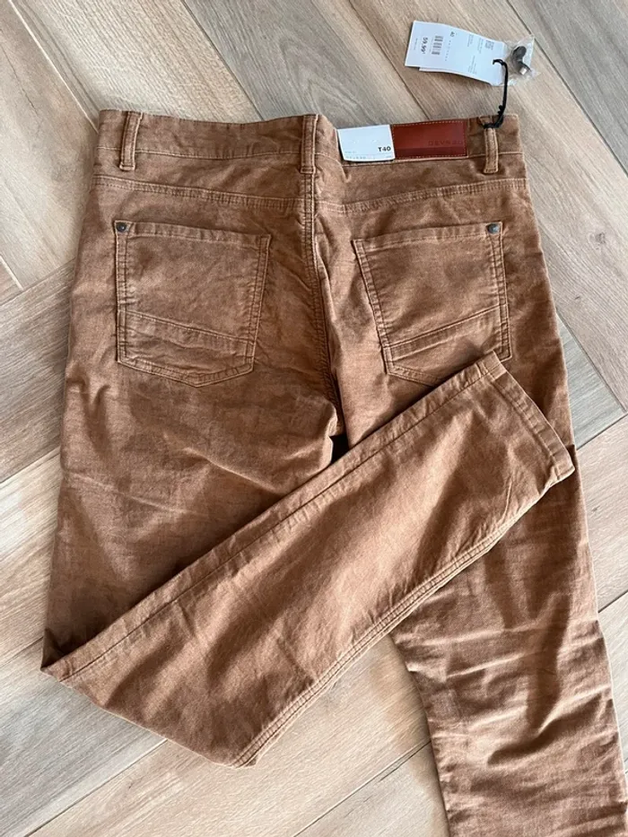 Pantalon Devred slim marron velours ras - photo numéro 2