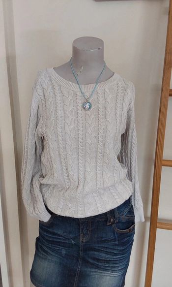 Pull blanc cassé torsadées mailles irlandaises T 36