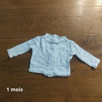 Tee-shirt col montant fille manches longues 1 mois