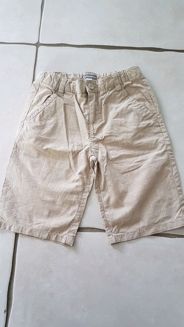 Bermuda beige à carreaux vertbaudet