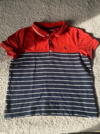 Polo Sergent Major taille 10 ans rayé bleu et rouge dinosaure