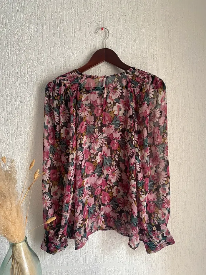 Blouse transparente camaïeu taille m 38 fleurie - photo numéro 4