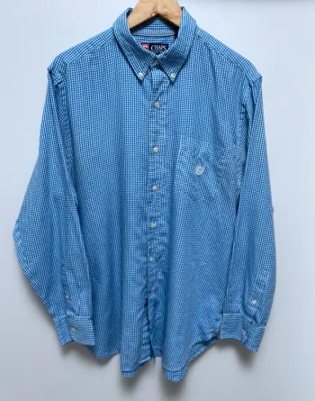 Chaps checkered shirt blue white Mens size Large