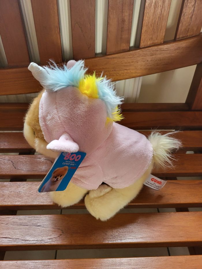 Peluche chien avec vêtement de licorne - photo numéro 3