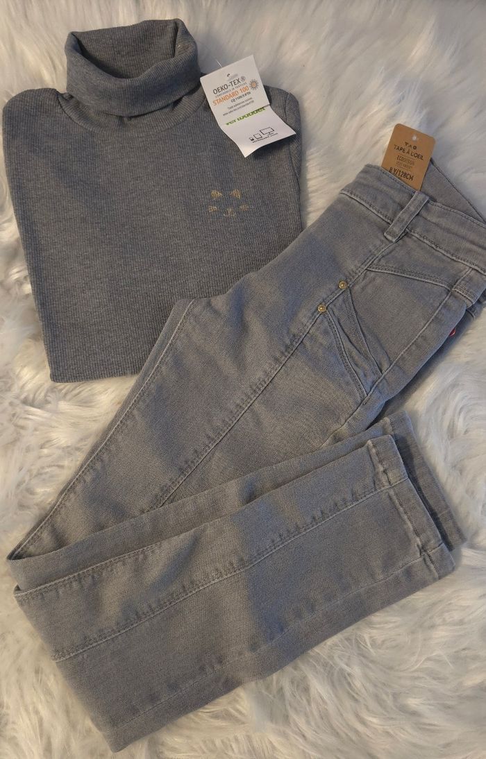 Neufs (non portés) 🏷🥰😍ensemble sous pull et jeans super skinny 8 ans fille 😍🥰🩷 - photo numéro 2