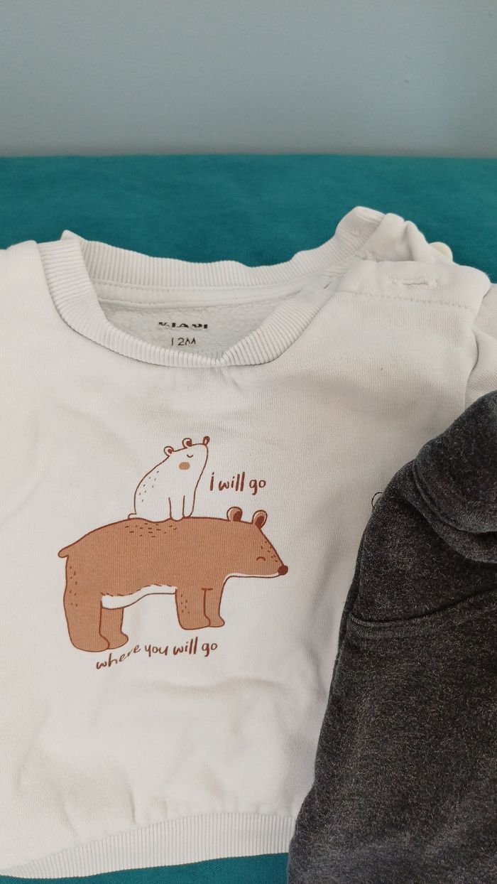 Ensemble Kiabi 12 mois blanc et gris - photo numéro 2