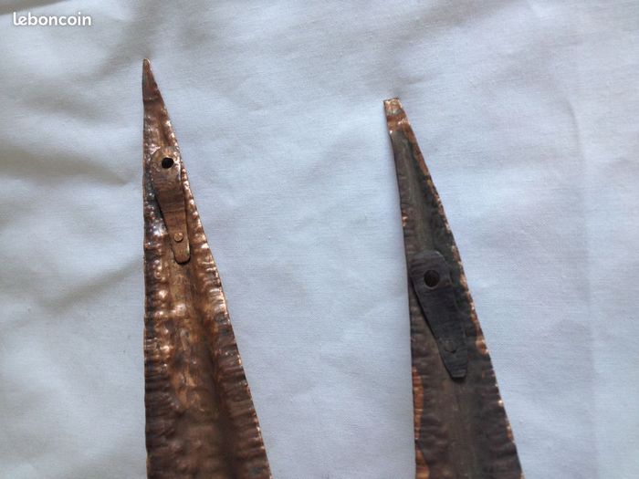 Ancienne paires applique cuivre martelé - photo numéro 2