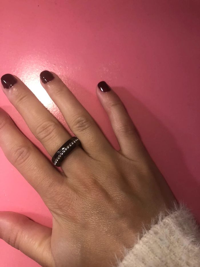 Bague céramique noire et brillants - photo numéro 3