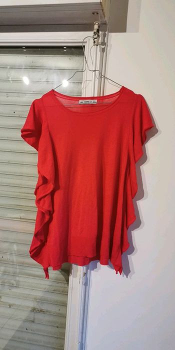 Pull manche courte framboise zara m