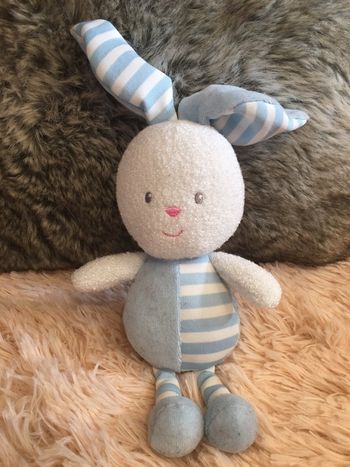 Peluche doudou lapin réfléchissant bleu environ 30 cm
