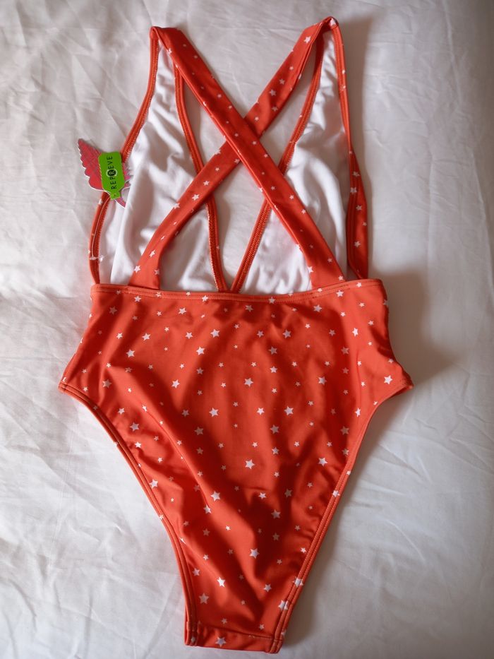 Maillot 1 pièce Chelsea Peers orange étoiles NEUF T. S avec étiquette - photo numéro 2