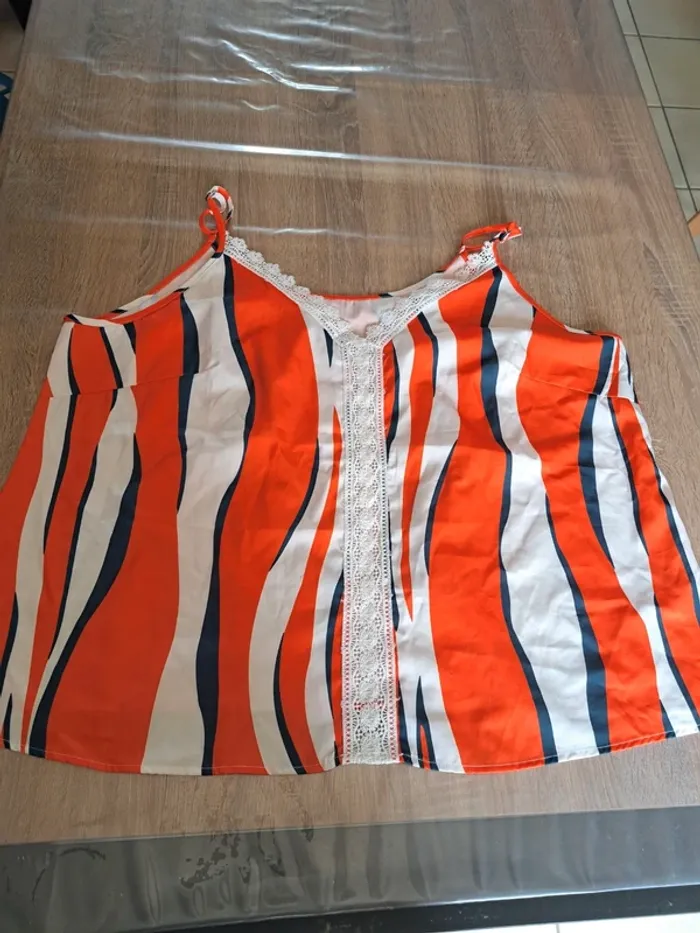 Débardeur orange et blanc 4XL