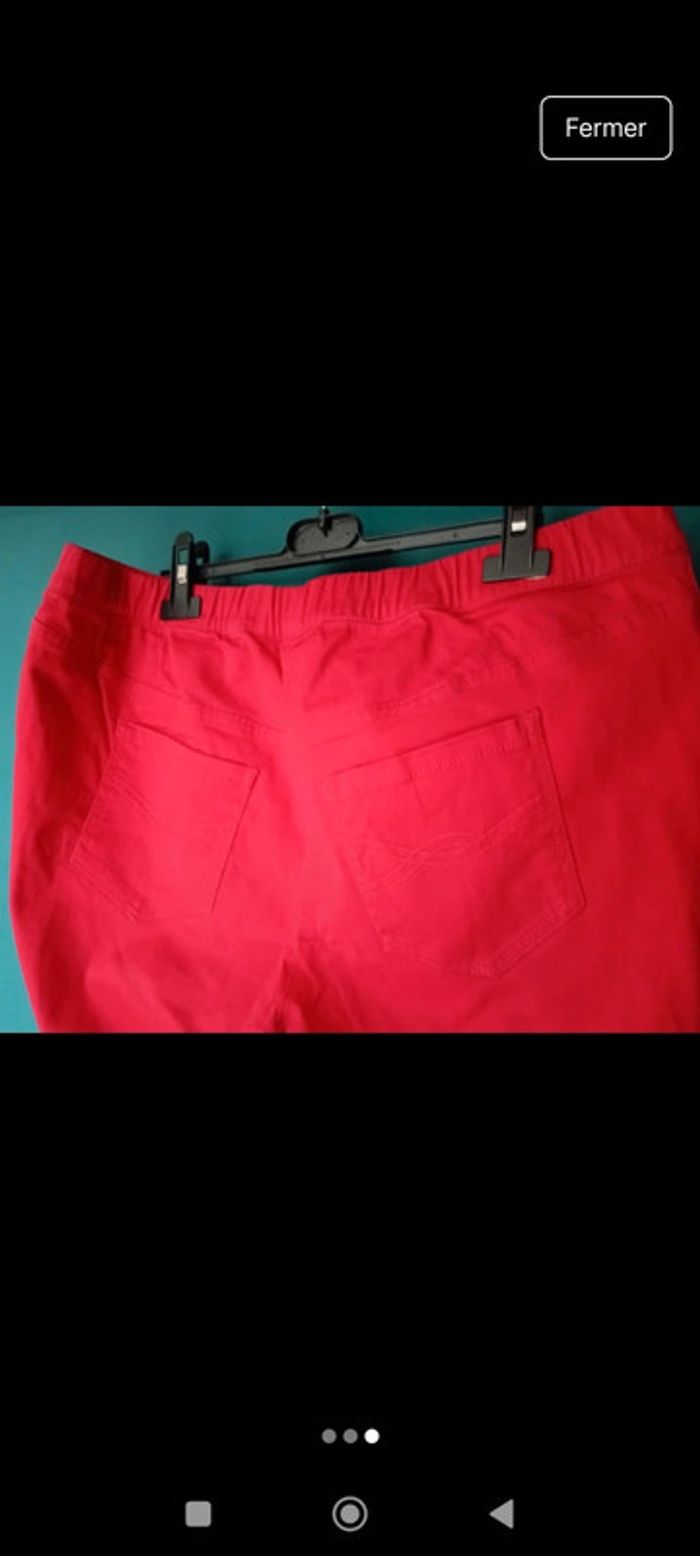 Pantacourt coton rouge cerise - photo numéro 3