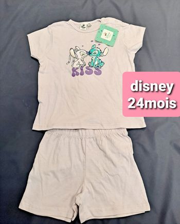 adorable pyjama été pyjashort stitch et angel disney 24mois 2ans neuf avec étiquette