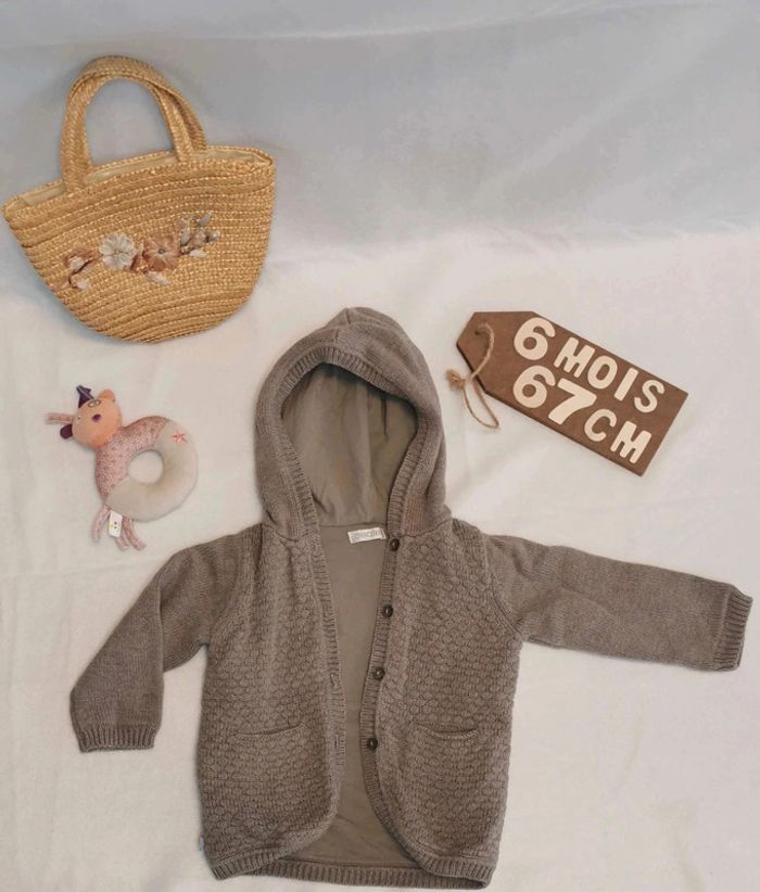 Gilet 👣  à  capuche chaud obaïbi 6mois/67cm - photo numéro 3