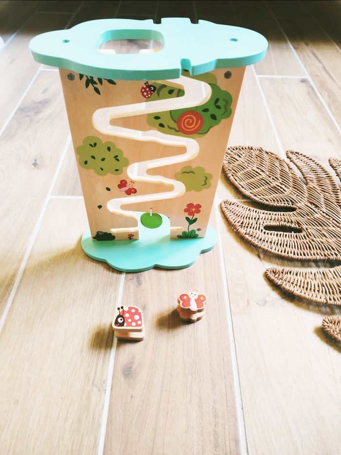 🐞 Jeu coordination main oeil - Toboggan/ rampe en bois avec petits insectes-