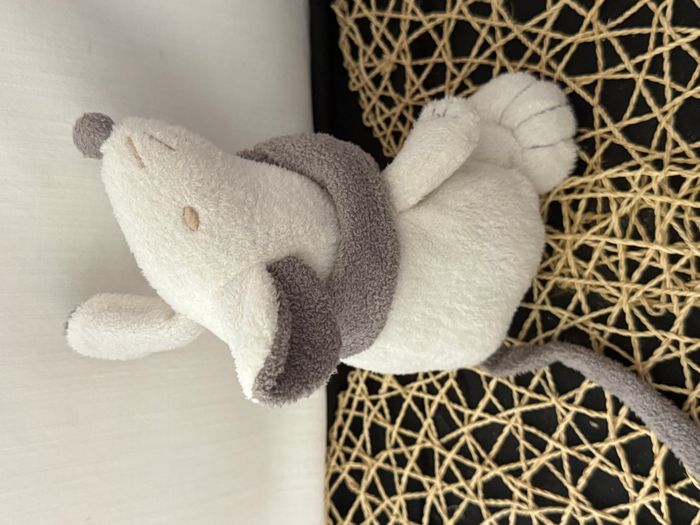 Peluche souris BERGERE DE FRANCE blanc gris assis - photo numéro 4