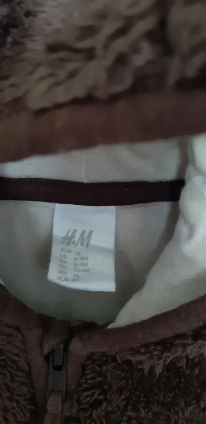 Veste gilet chaud à capuche ourson moumoute sherpa molletonné H&M 6-9 mois 74 cm - photo numéro 5