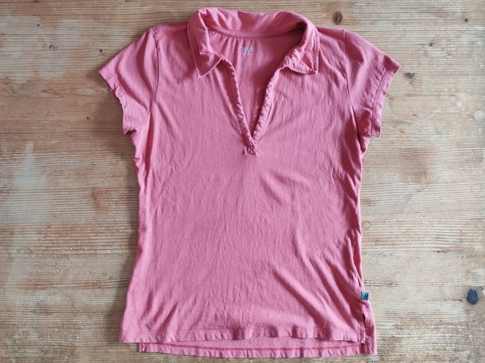 🌸 Polo Rose Saumon à Col V – Taille L – 100% Coton – Très Bon État - photo numéro 5