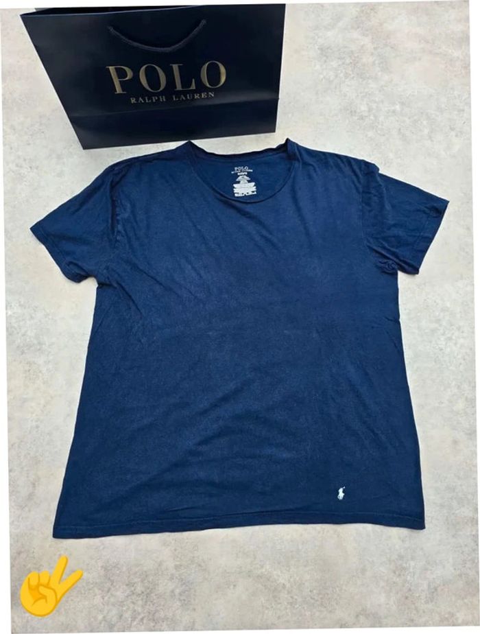 T-shirt Ralph Lauren XL coupe col rond bleu Homme Men tee12b - photo numéro 4