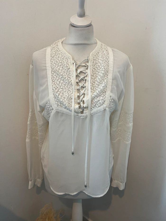 Blouse blanche et dentelle The Kooples XS