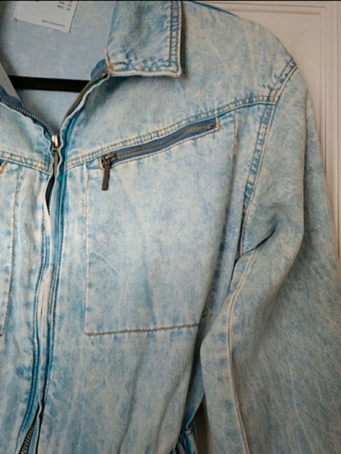 Combinaison longue en Jean denim clair délavé Bershka XS 34 - photo numéro 4