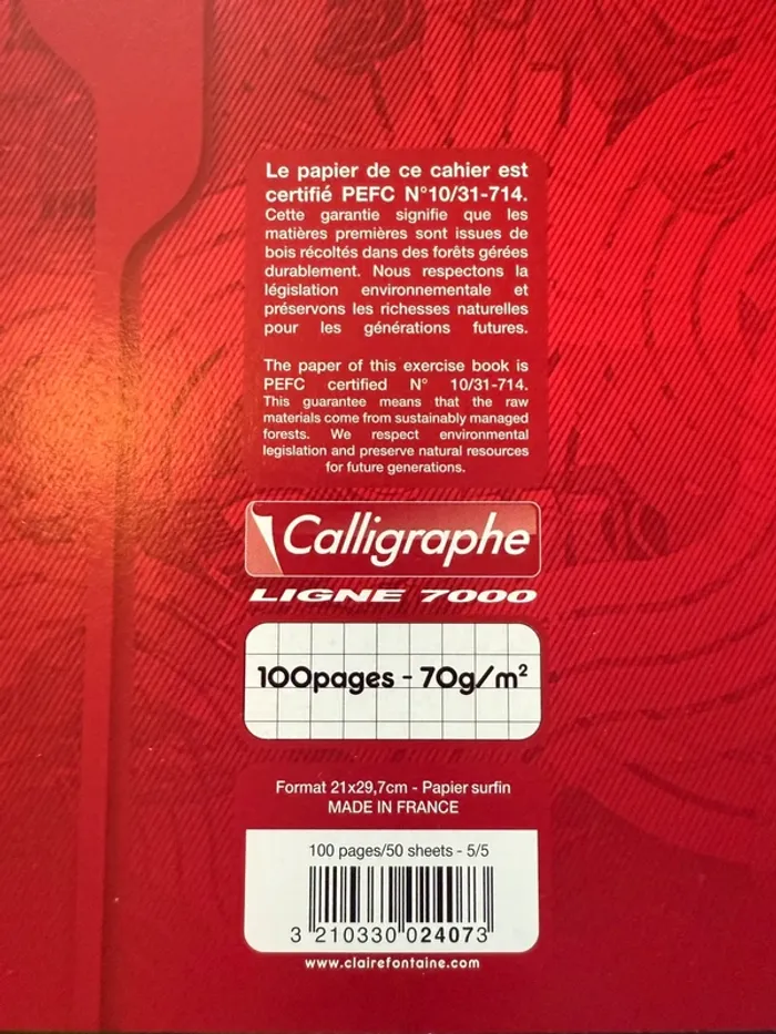 Calligraphe Ligne 7000 Lot de 5 grands cahiers à spirales petits carreaux 100 pages A4 21x29.7cm - photo numéro 3