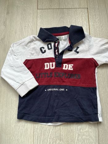 T-shirt polo manches longues Mes Petits Cailloux - Style Rugby - 18 mois