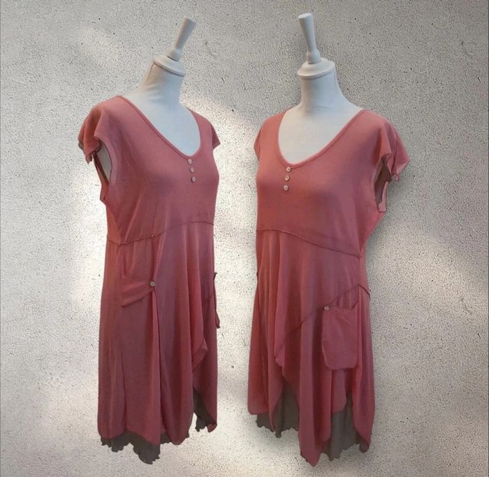 Robe en tulle fluide et légère superposée manches courtes XL - photo numéro 2