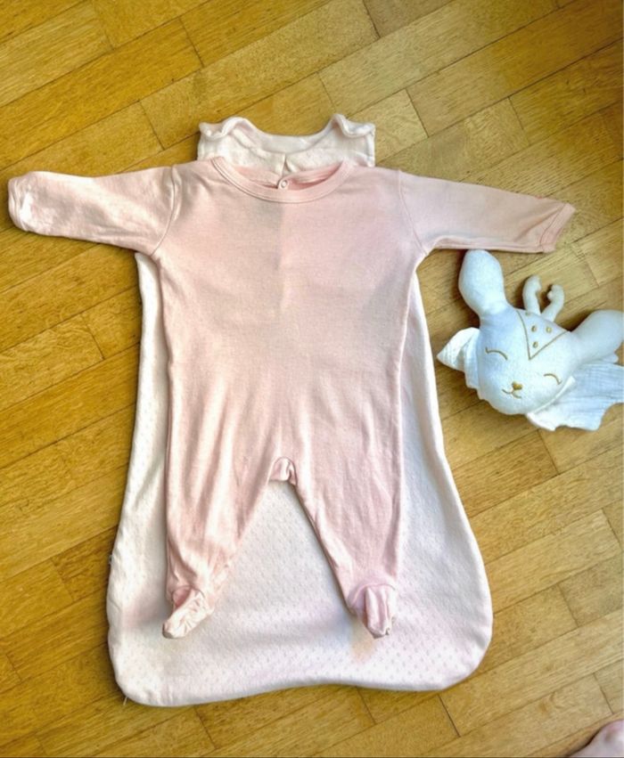 lot neuf | gigoteuse 0-6m + pyjama 3m - Petit BATEAU rose pale 🌸 - photo numéro 9