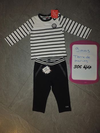 ensemble terre de marins taille 9 mois neuf