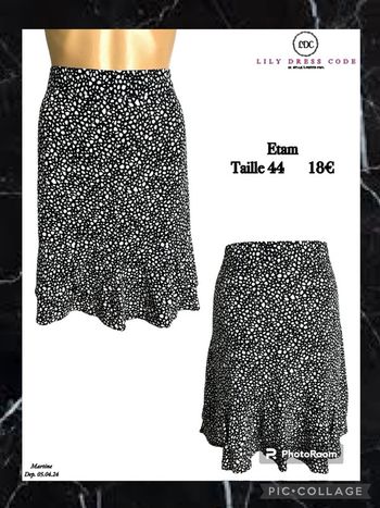 🖤 Jupe noire imprimée pois Etam – Taille 44 SOLDÉ -20% 🖤