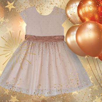 Robe de cérémonie Fille Tape à l’Oeil 5 ans – rose poudré à paillettes
