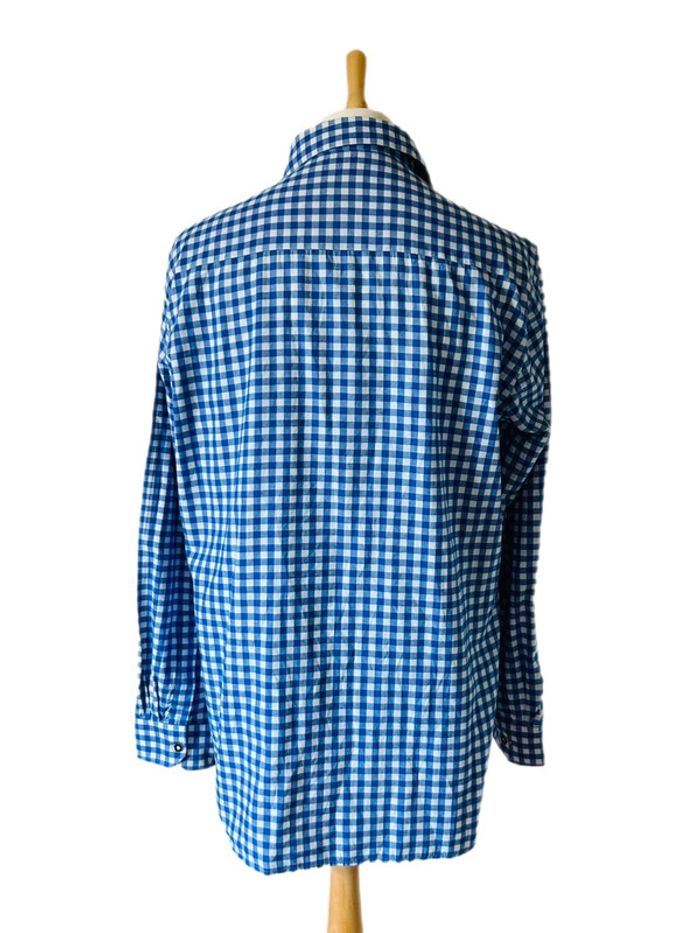 🦋Chemise autrichienne champêtre carreaux Austrian alpine cottagecore blue white checked shirt🦋 - photo numéro 6